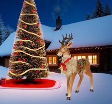 51" ANIMATED MUSICAL BROWN REINDEER LIGHTED YARD DECOR