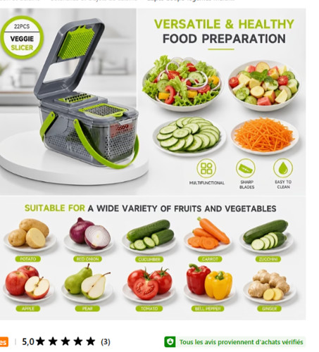 22pcs coupe légumes - 22pcs, coupe-légumes