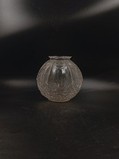 Vase Boule Art Déco Verre Moulé Pressé Effet Craquelé France Années 1930