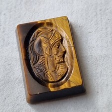CAMEE Oeil de Tigre Ancien Profil Homme à l'Antique XIXè Victorian Cameo 19thC