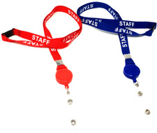 STAFF PRINTED RETRACTABLE LANYARD Extending Neck Strap ID Card Pass Badge Holder