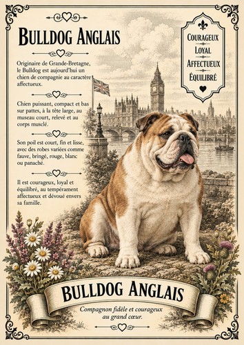 Affiche bulldog anglais - bulldog,