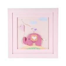Cadre photo rose "petit éléphant" pour décorer une chambre de petite fille