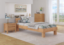 Lit simple en hêtre naturel extra long 100x220 accessoires en option