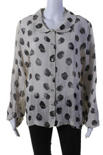 Le Vestiaire De Jeanne Womens Line Polka Dot Button Down Top Beige Size 3