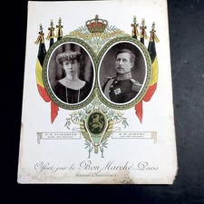 22 X 1 7 .5 Cm Chromo Au Bon Marché Roi Des Belges Albert & Reine Elisabeth 1914