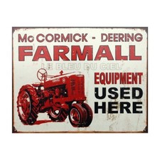 Plaque  métal publicitaire plate 30x40cm  : Mac Cormick Farmall Used Here