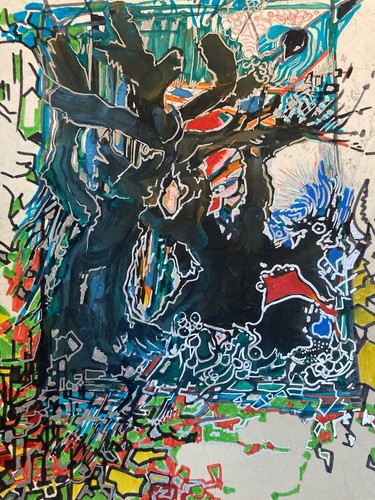 Peinture technique mixte - peinture,