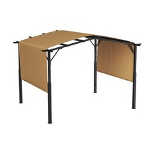 Pergola rétractable 12' x 10' pour patio extérieur avec auvent et toit de métal