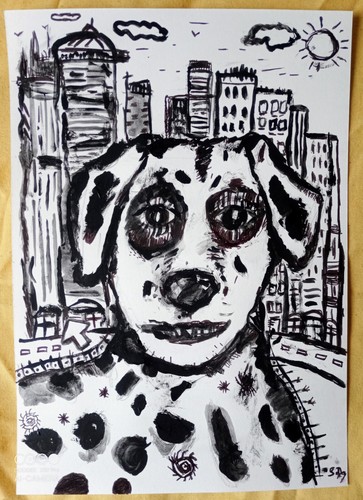 Tableau peinture chien - tableau,