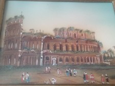 MINIATURE PAINTING OF THE NINETEENTH CENTURY SIGNED TO DECIPHER!" View of the Colosseum in Rome "