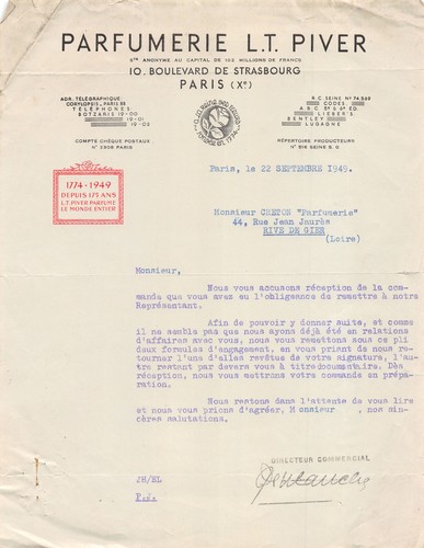 1949 parfumerie piver a - 1949, t