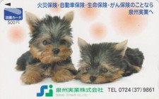 Carte JAPON - ANIMAL - CHIEN  CHIOT YORKSHIRE - PUPPY DOG JAPAN Tosho card