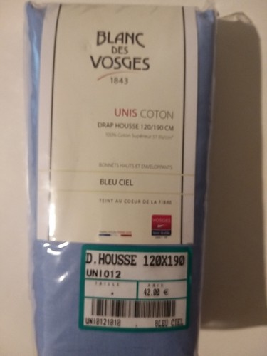 Drap housse 120 - /190, bleu