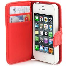 Apple IPHONE 4 4S 4G Clapet Coque Étui Portable Livre Style Crédit Rouge