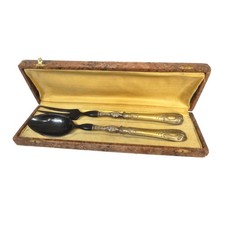 ANCIENS COUVERTS A SALADE CUILLERE ET FOURCHETTE EN ECRIN