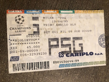 Ticket supporters psg )) AC MILAN V PSG - 1/2  Champions League 1994/95
