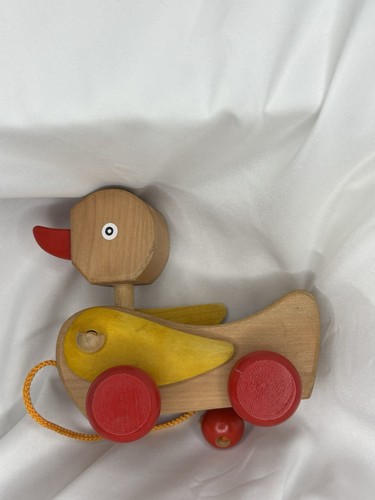 Canard bois sur roulette - bois,