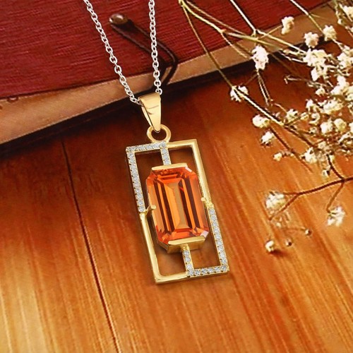 Pendentif saphir orange - saphir,