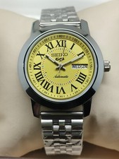 Seiko 5 Automatic Yellow Dial Day/Date Stainless Steel Men's Wrist Watch - 6309