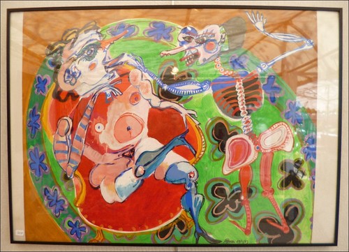 Gouache sur papier encadrée - sur,