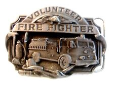Vintage Volunteer Fire Fighter Enameled Belt Buckle