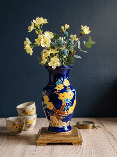 Vase céramique bleu cobalt - céramique,