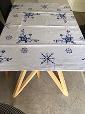 Nappe Ancienne Brodée  Bleue