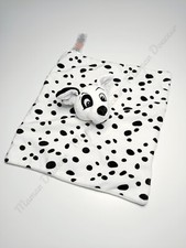 Doudou Plat Carré Chien Les 101 Dalmatiens Blanc Noir Tacheté  -  Disney Primark