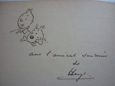 HERGE  / TINTIN / L ETOILE MYSTERIEUSE   /  AVEC  DEDICACE  HERGE  /  B4  1950
