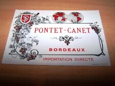 old wine label Chateau Pontet Canet Pauillac burgundy import douin