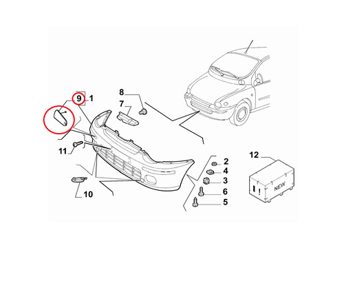 Bouchon pare chocs avant fiat - avant,