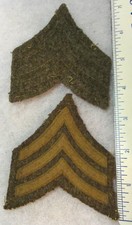 Pair of Sergeant Rank Chevrons -- Wool on Wool -- Original WWI