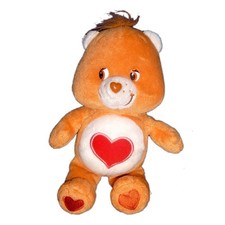 Doudou Peluche Bisounours Grosbisou orange Coeur rouge - Care Bears 2004 22 cm