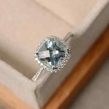 Bague diamant aigue-marine