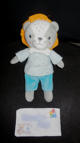 Doudou peluche lion gris - doudou,