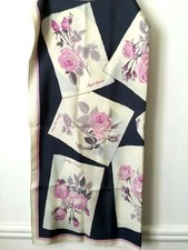 FOULARD carré en SOIE SILK décor ROSE "Redouté" roulotté main 82 x 88cm !