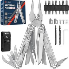 BIBURY Pince Multifonctions Acier Inoxydable 34 Outils Couteau Ciseaux Tournevis
