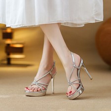 Womens French Rhinestone Exposed Toe High Heels Sexy Slim Heel Sandals 2025 New