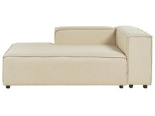 Chaise Longue Divan en Lin Beige pour Canapé Salon Modulable Côté Droit Aprica