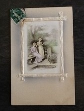 ILLUSTRATED CP RELIEF FRAME YOUNG GIRLS ELEGANT PEACOCK - 29762