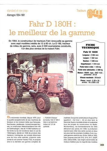 Tracteur fahr 180h le - fahr,