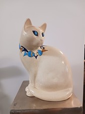 Chat assis Emaux de Longwy grand modèle