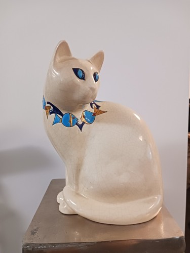 Chat assis emaux - assis,