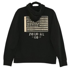 Polo Ralph Lauren Kids Hoodie Sweatshirt XL Black American Flag Skull Graphic
