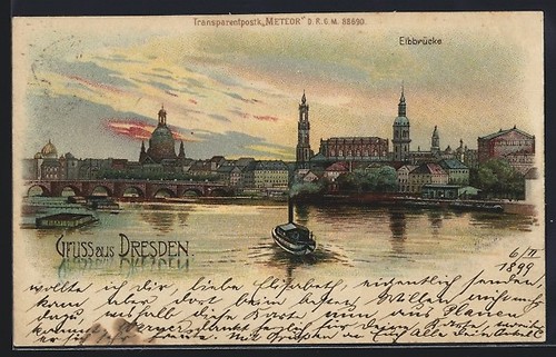 Lithographie dresde pont - pont, de