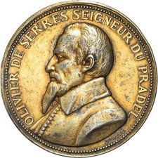 France, Médaille, Comice Agricole de Reims, Olivier de Serres, 1872, Oudiné