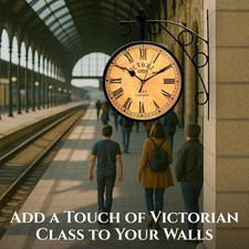 Antique Black Station Functional Round Clock for Home and Office Decor