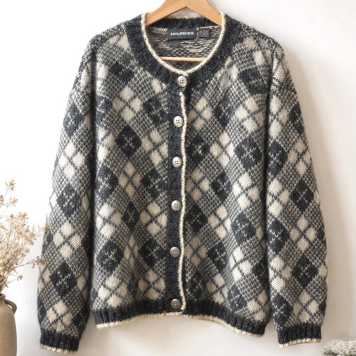 Argyle knit cardigan - cardigan, m
