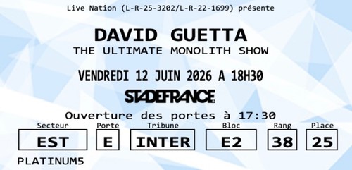 Billets david guetta 2026 - guetta,